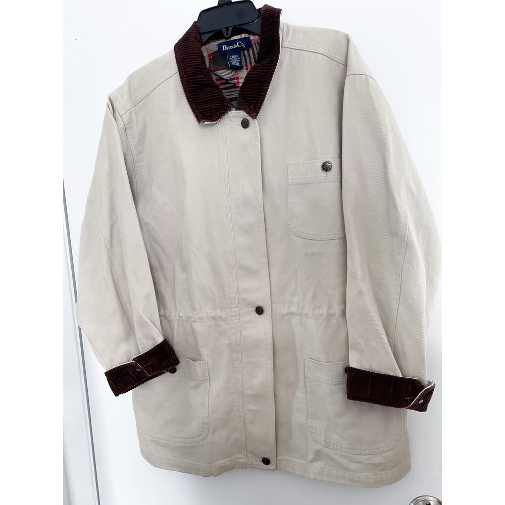 Women's Denim & Co. Khaki and Corduroy Chore Jacket Size Large